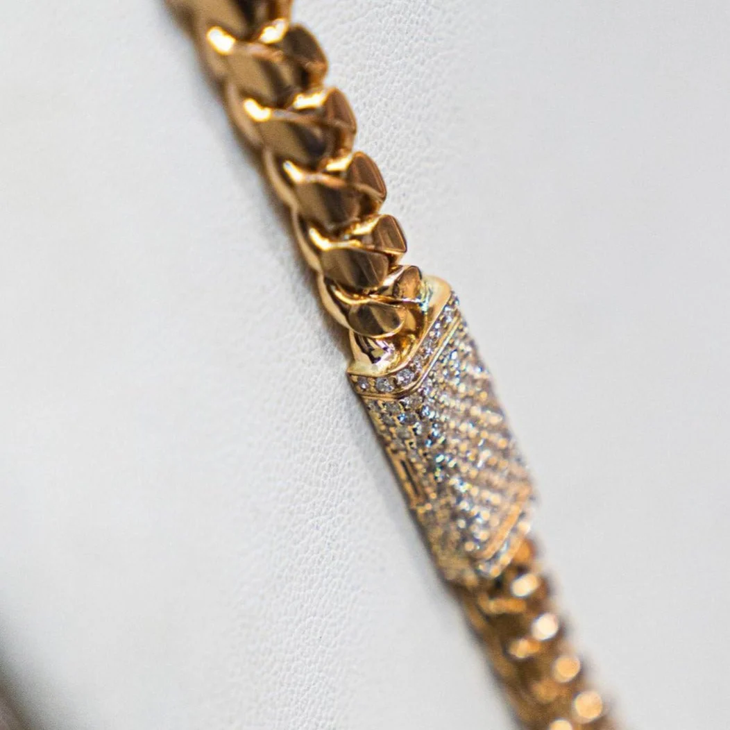 RARE PRINCE by CARAT SUTRA | Solid 12mm Miami Cuban Link Chain with Iced Lock | 22kt Gold Micron Plated on 925 Sterling Silver Chain with AAA+ Quality Swarovski Diamonds | Men's Jewelry | With Certificate of Authenticity and 925 Hallmark - Image 9