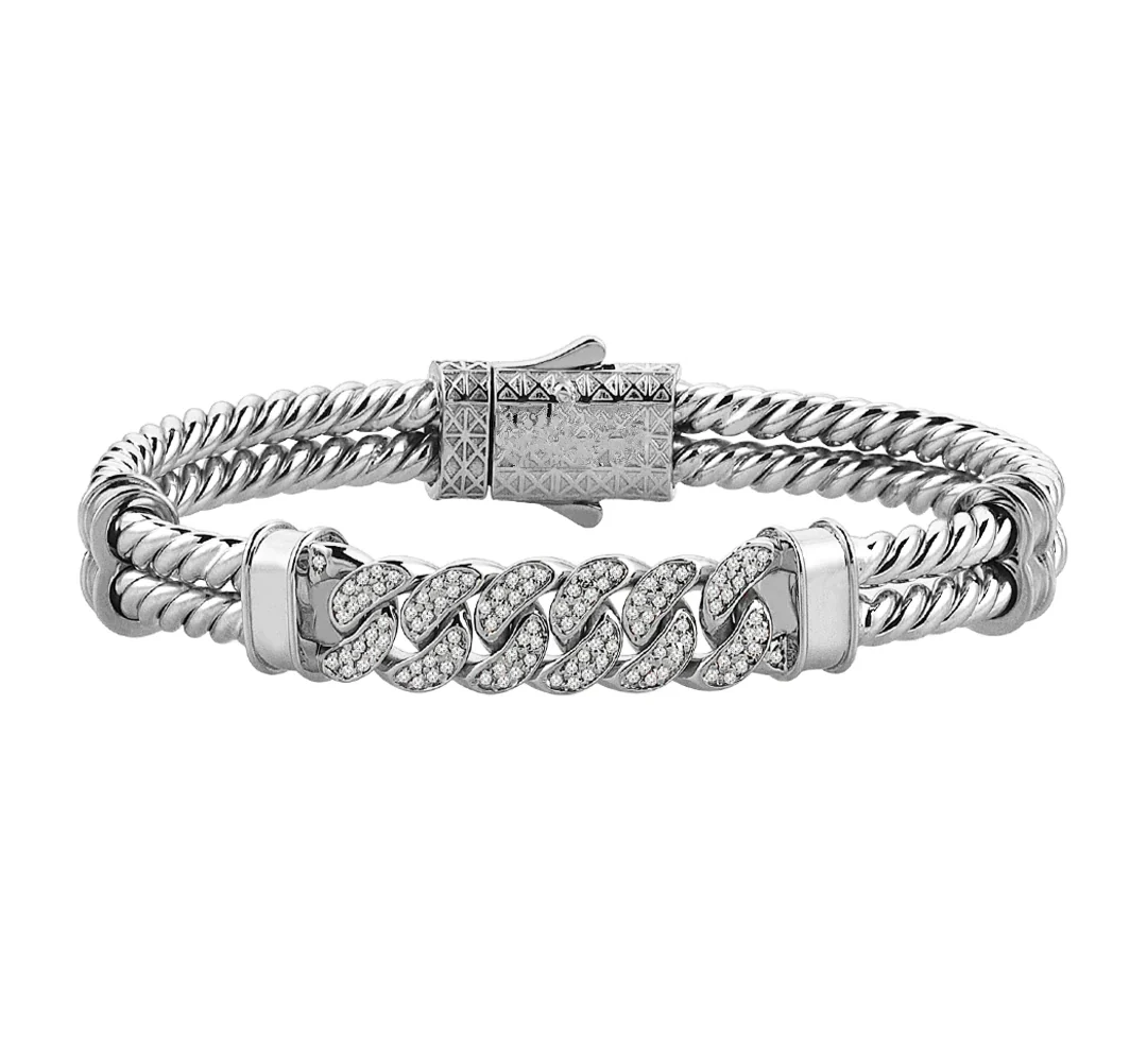 RARE PRINCE by CARAT SUTRA | Exclusive Iced Cuban Links Twined Bangle Bracelet for Men, 925 Sterling Silver 22kt Micron Gold Plated Bracelet| With Certificate of Authenticity and 925 Hallmark - Image 4
