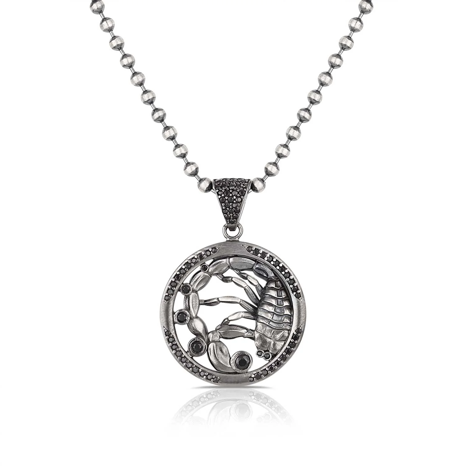 RARE PRINCE by CARAT SUTRA | Unique Scorpio Zodiac Designed Pendant Studded with Black Zircons | Unisex 925 Sterling Silver Oxidized Pendant | Men's Jewelry | With Certificate of Authenticity and 925 Hallmark - Image 2