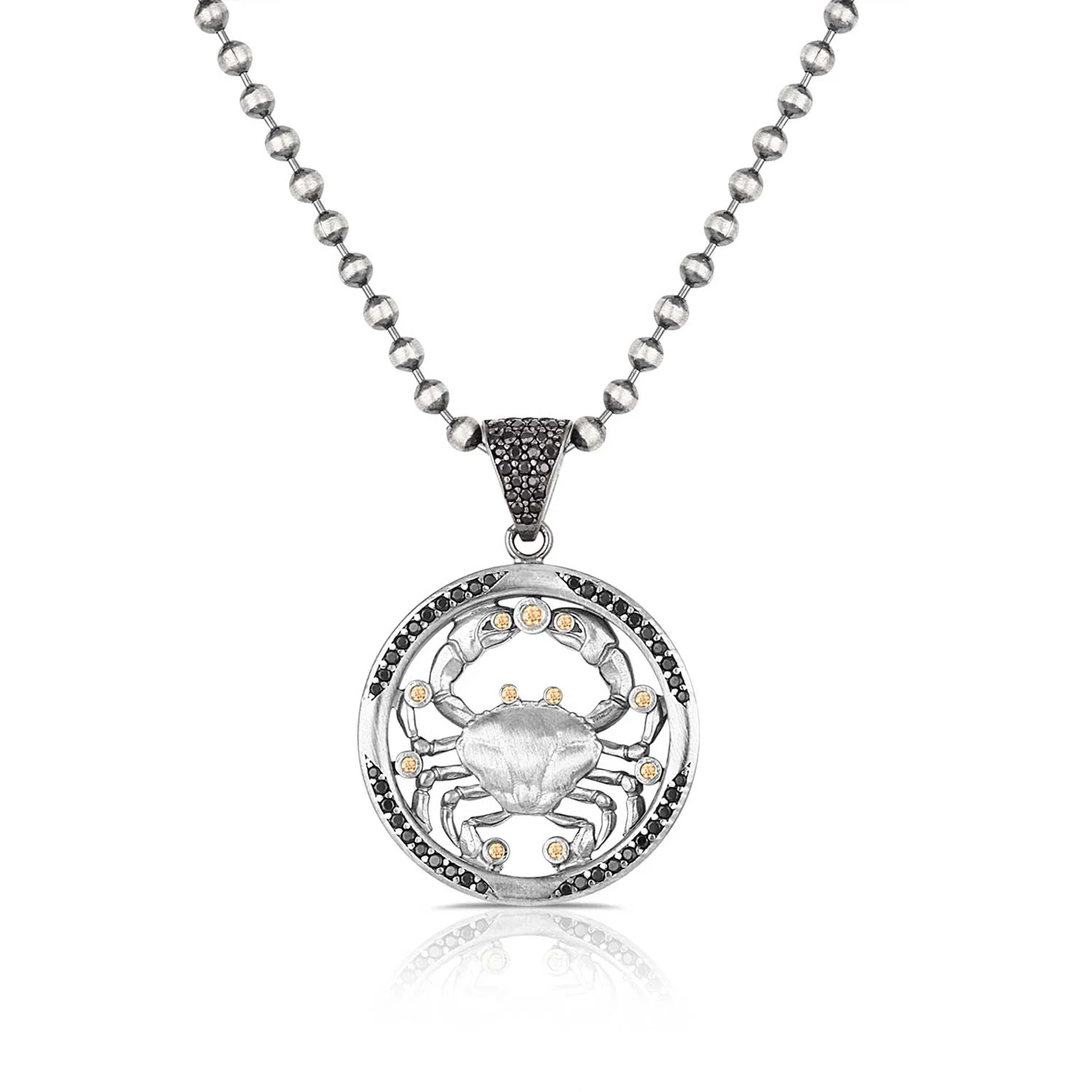 RARE PRINCE by CARAT SUTRA | Unique Cancer Zodiac Designed Pendant Studded with Black Zircons | Unisex 925 Sterling Silver Oxidized Pendant | Men's Jewelry | With Certificate of Authenticity and 925 Hallmark - Image 2