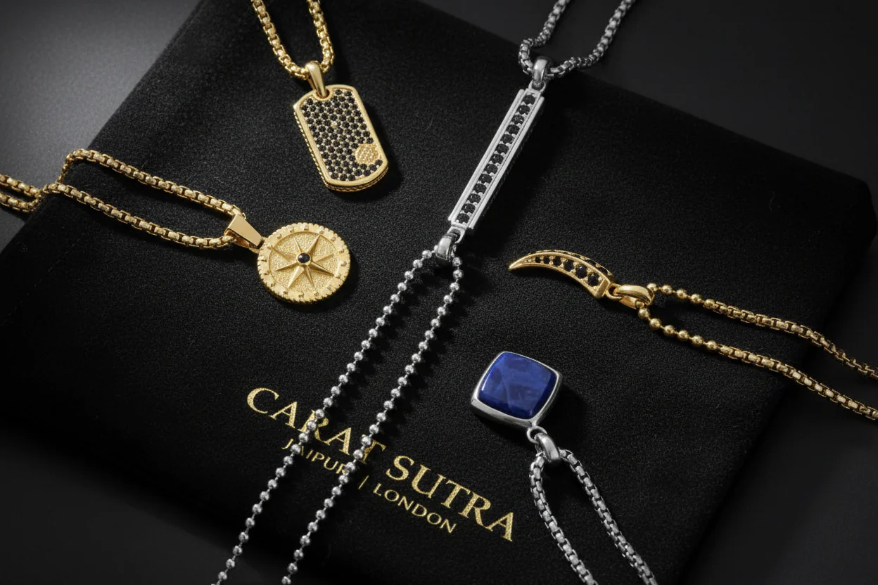 RARE PRINCE by CARAT SUTRA | Unique Designed Claw Pendant Studded with Black Zircons | 22kt Gold Micron Plated 925 Sterling Silver Pendant | Men's Jewelry | With Certificate of Authenticity and 925 Hallmark - Image 3