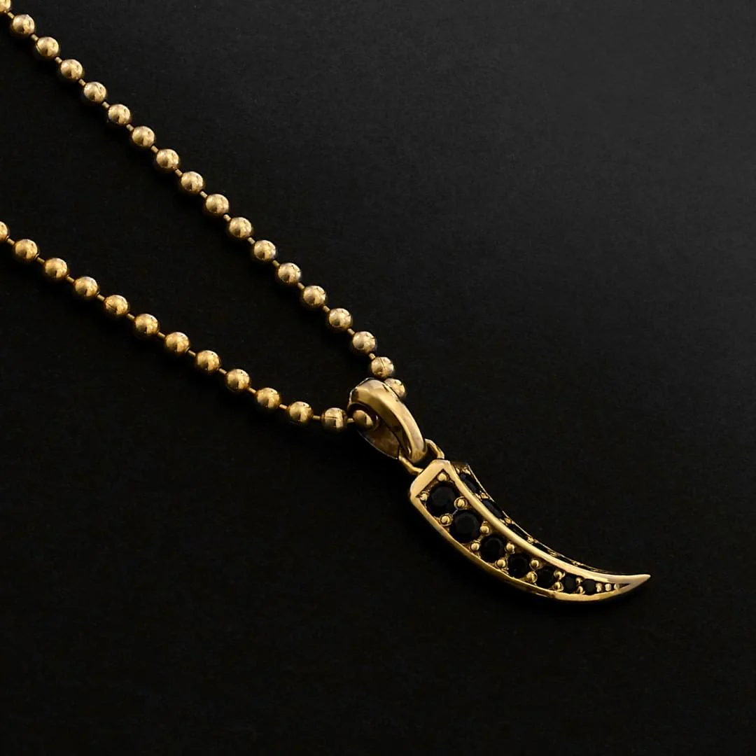 RARE PRINCE by CARAT SUTRA | Unique Designed Claw Pendant Studded with Black Zircons | 22kt Gold Micron Plated 925 Sterling Silver Pendant | Men's Jewelry | With Certificate of Authenticity and 925 Hallmark - Image 6