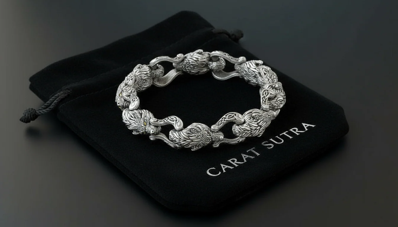 Unique Designed Wolf Bracelet for Men | 925 Sterling Silver Bracelet | Men's Jewelry | With Certificate of Authenticity and 925 Hallmark - Image 3