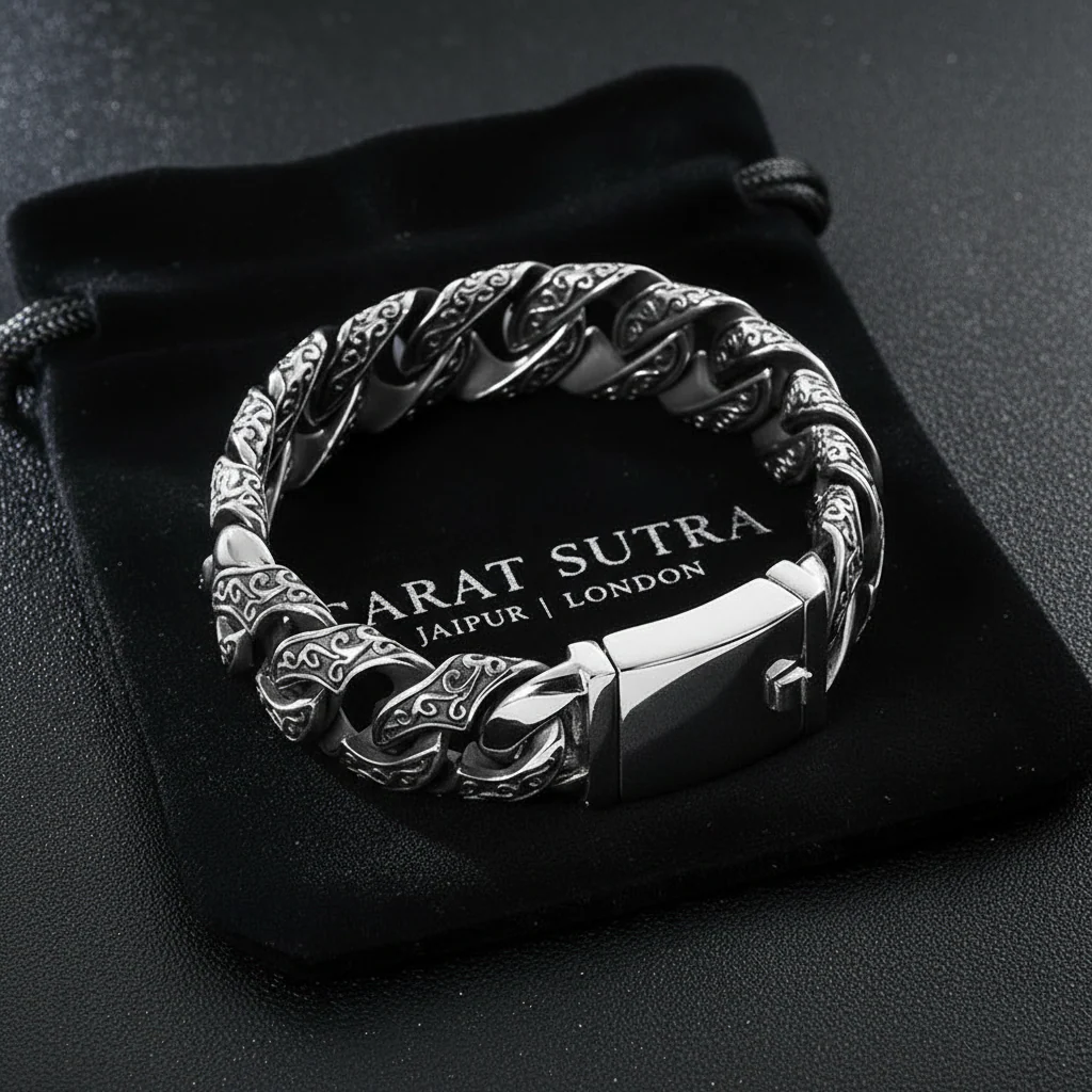 16mm wide, 925 Sterling silver, Unique Artistry Myth Antique Bracelet for Men | With Certificate of Authenticity and 925 Hallmark - Image 3