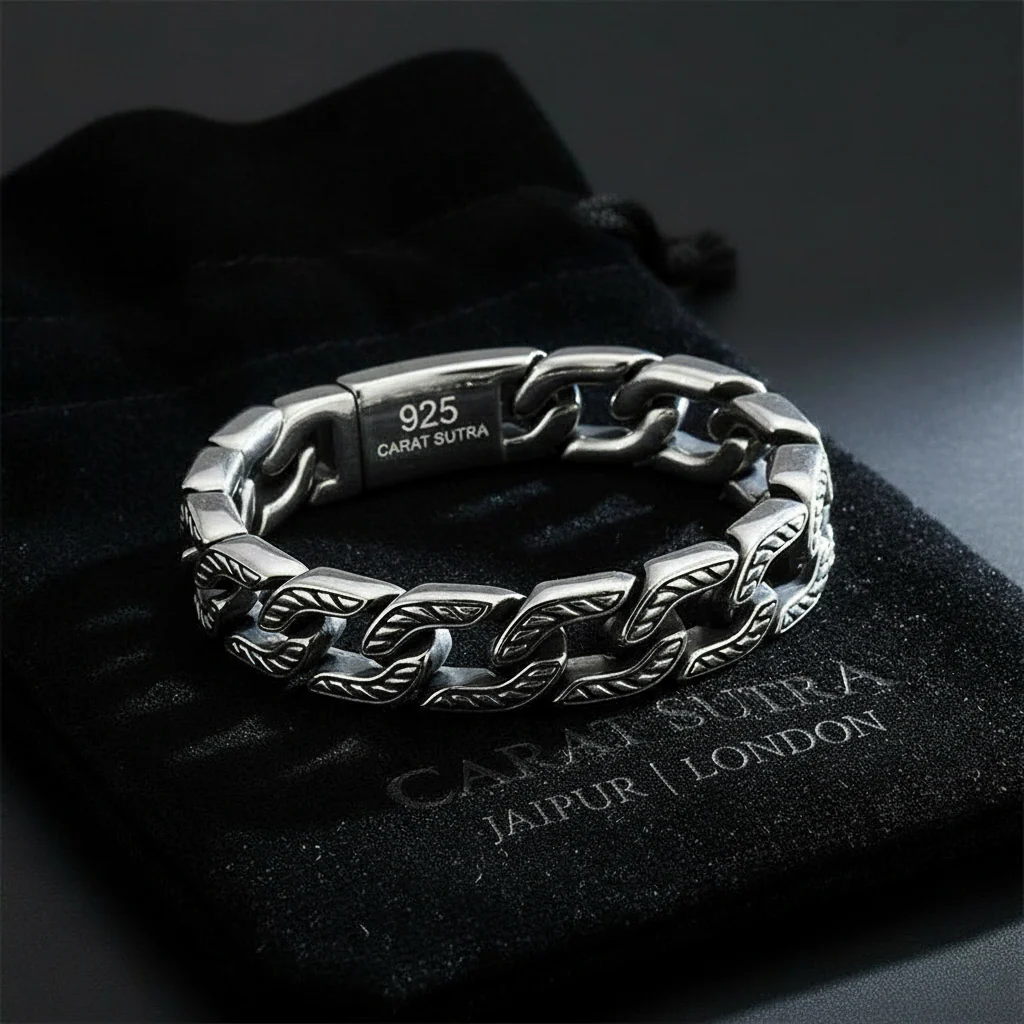 RARE PRINCE by CARAT SUTRA | Unique Retro Silver Oxidized Bracelet for Men | 925 Sterling Silver Bracelet | Men's Jewelry | With Certificate of Authenticity and 925 Hallmark - Image 4