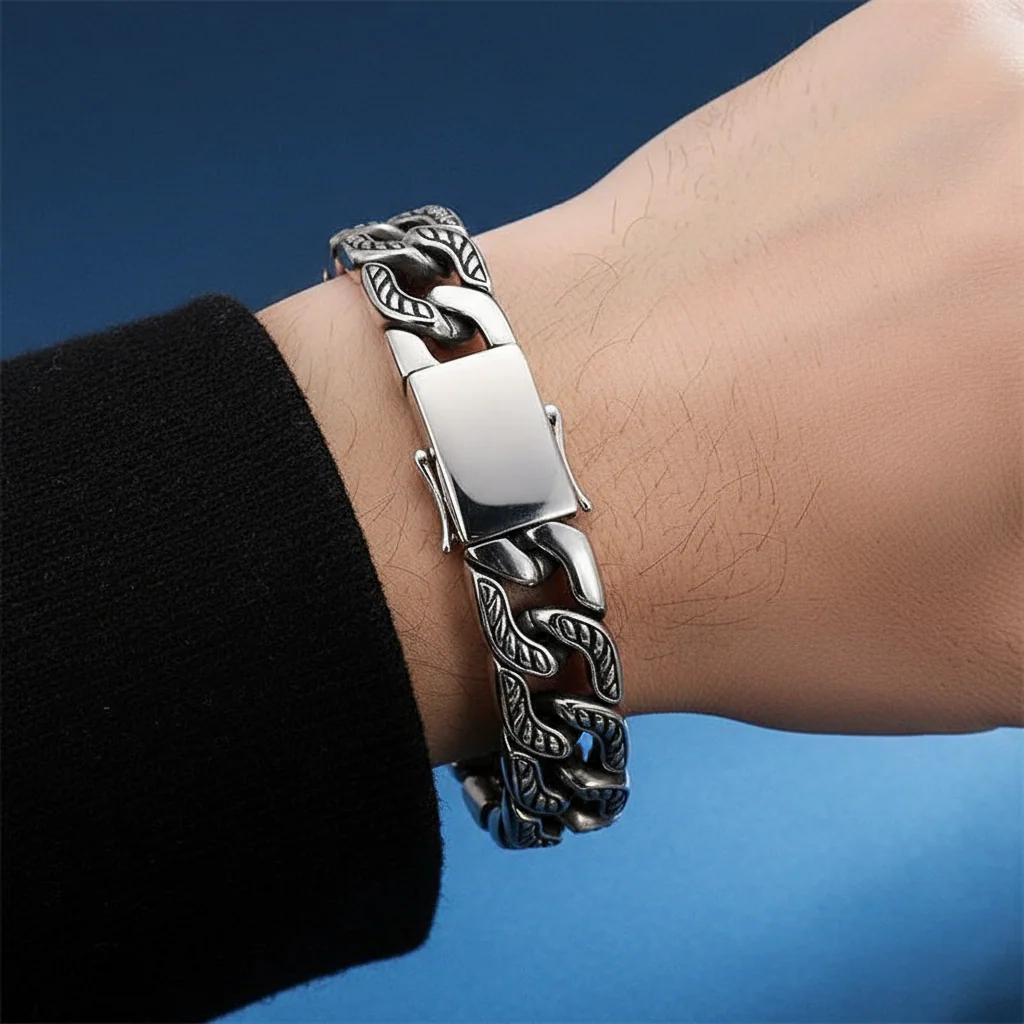 RARE PRINCE by CARAT SUTRA | Unique Retro Silver Oxidized Bracelet for Men | 925 Sterling Silver Bracelet | Men's Jewelry | With Certificate of Authenticity and 925 Hallmark - Image 5
