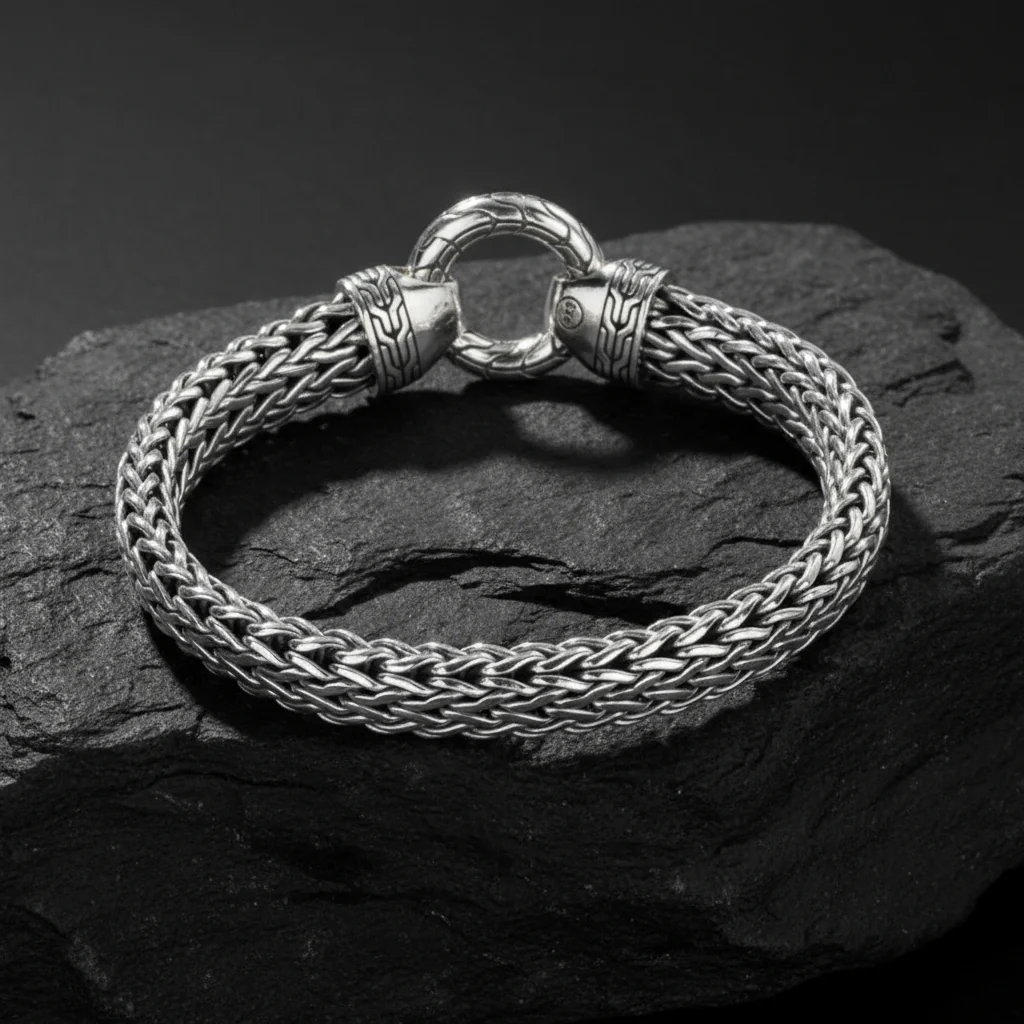 RARE PRINCE by CARAT SUTRA | Classic Chain Ring Clasp Bracelet for Men | 925 Sterling Silver Bracelet | Men's Jewelry | With Certificate of Authenticity and 925 Hallmark - Image 4