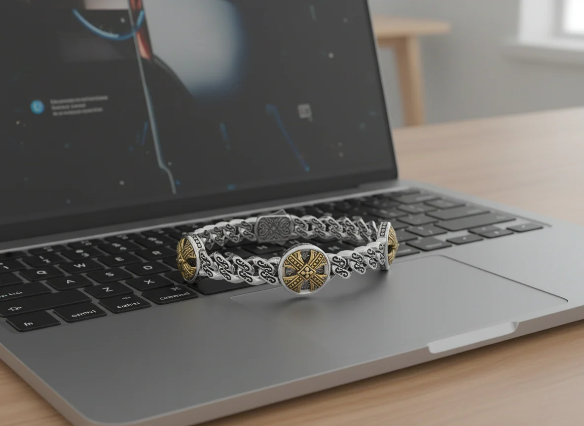 RARE PRINCE by CARAT SUTRA | Unique Antique Cross Designed Bracelet for Men | 925 Oxidized Silver Bracelet | Men's Jewelry | With Certificate of Authenticity and 925 Hallmark - Image 4
