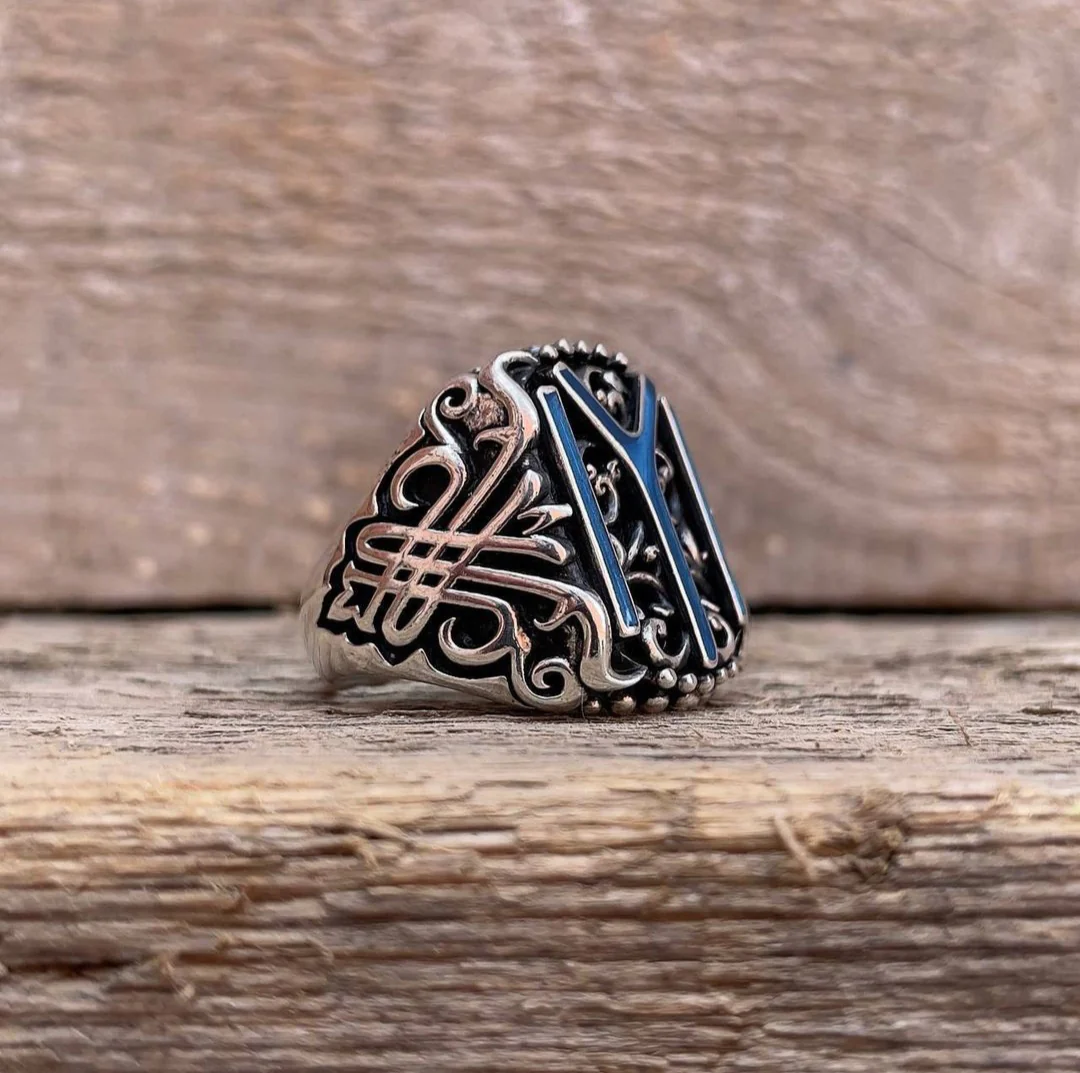 RARE PRINCE by CARAT SUTRA | Unique Designed Kayi Ring with Blue Enamel | 925 Sterling Silver Oxidized Ring | Men's Jewelry | With Certificate of Authenticity and 925 Hallmark - Image 4