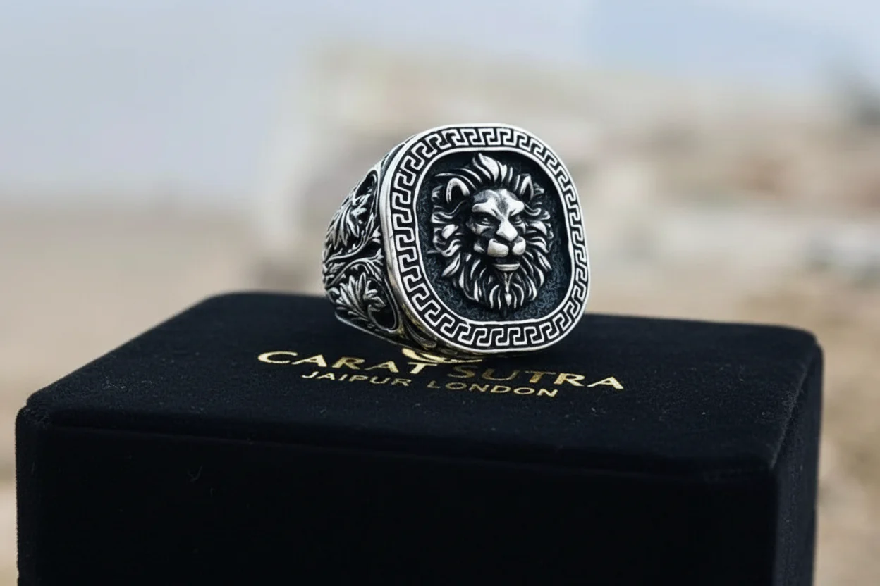 RARE PRINCE by CARAT SUTRA | Unique Designed Lion Ring | 925 Sterling Silver Oxidized Ring | Men's Jewelry | With Certificate of Authenticity and 925 Hallmark - Image 4
