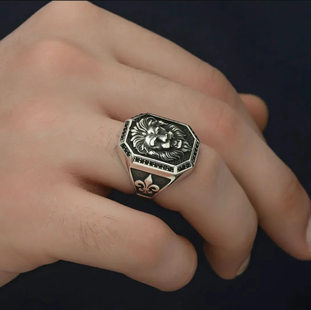 RARE PRINCE by CARAT SUTRA | Unique Design Lion Ring with Illuminati/ Evil Eye Symbol | Oxidized 925 Sterling Silver Ring | Men's Jewelry | With Certificate of Authenticity and 925 Hallmark - Image 3