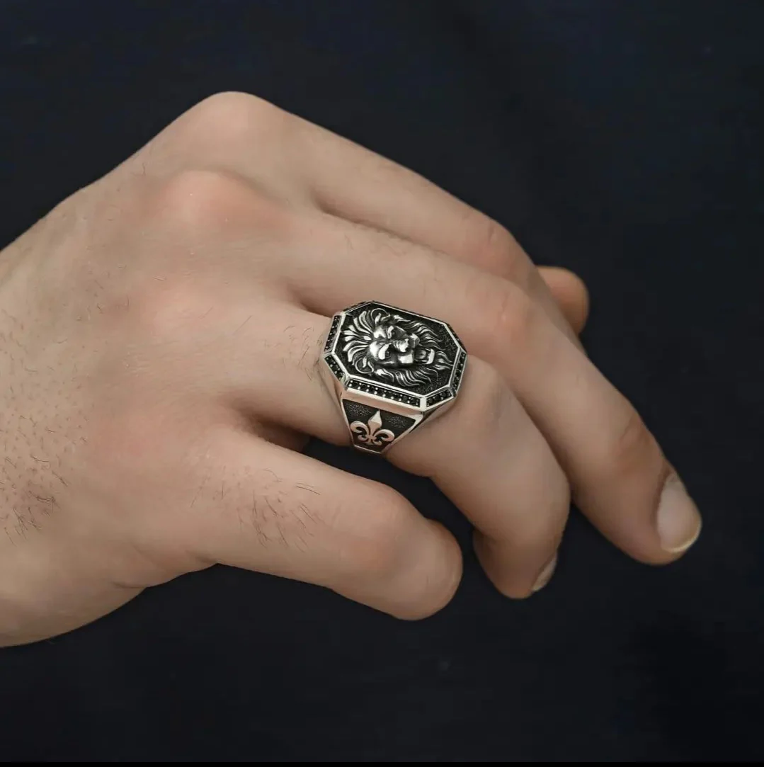 RARE PRINCE by CARAT SUTRA | Unique Design Lion Ring with Illuminati/ Evil Eye Symbol | Oxidized 925 Sterling Silver Ring | Men's Jewelry | With Certificate of Authenticity and 925 Hallmark - Image 4