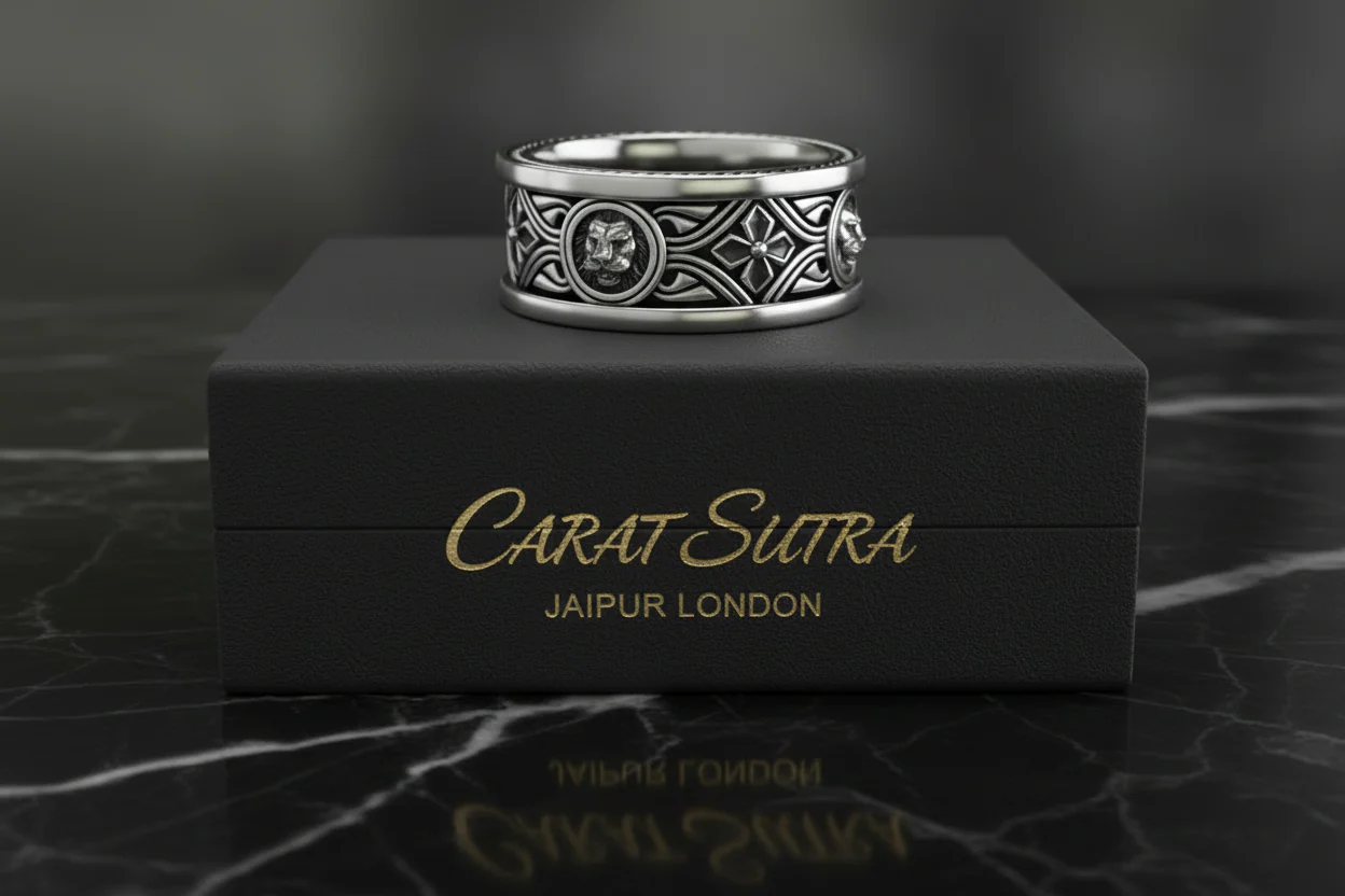 RARE PRINCE by CARAT SUTRA | Unique Designed Band Ring with Lion | 925 Sterling Silver Oxidized Ring | Men's Jewelry | With Certificate of Authenticity and 925 Hallmark - Image 5