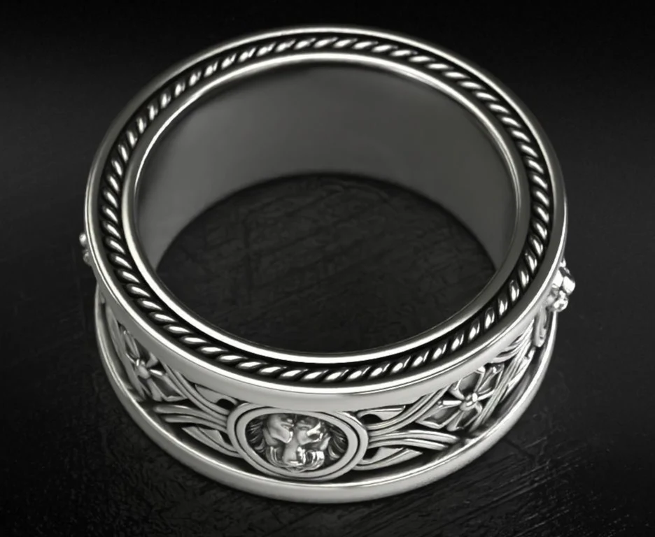 RARE PRINCE by CARAT SUTRA | Unique Designed Band Ring with Lion | 925 Sterling Silver Oxidized Ring | Men's Jewelry | With Certificate of Authenticity and 925 Hallmark - Image 7