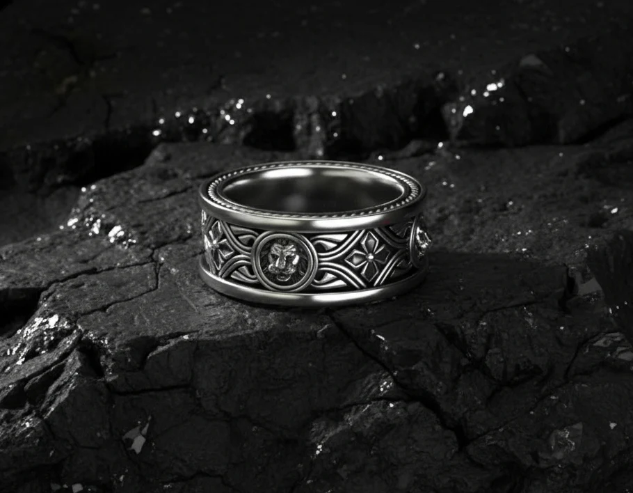 RARE PRINCE by CARAT SUTRA | Unique Designed Band Ring with Lion | 925 Sterling Silver Oxidized Ring | Men's Jewelry | With Certificate of Authenticity and 925 Hallmark - Image 8