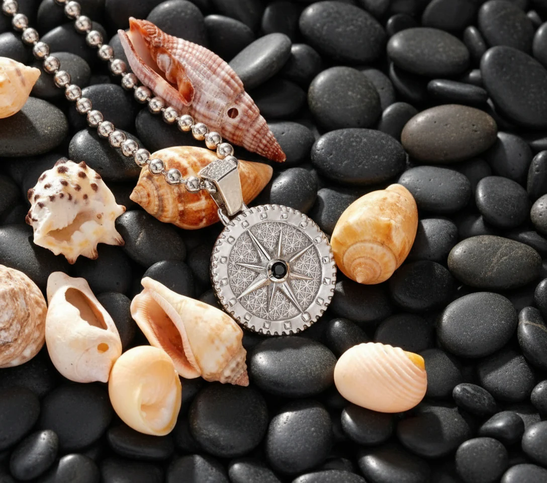 RARE PRINCE by CARAT SUTRA | Unique Designed Compass Pendant for Men | 925 Sterling Silver Pendant | Men's Jewelry | With Certificate of Authenticity and 925 Hallmark