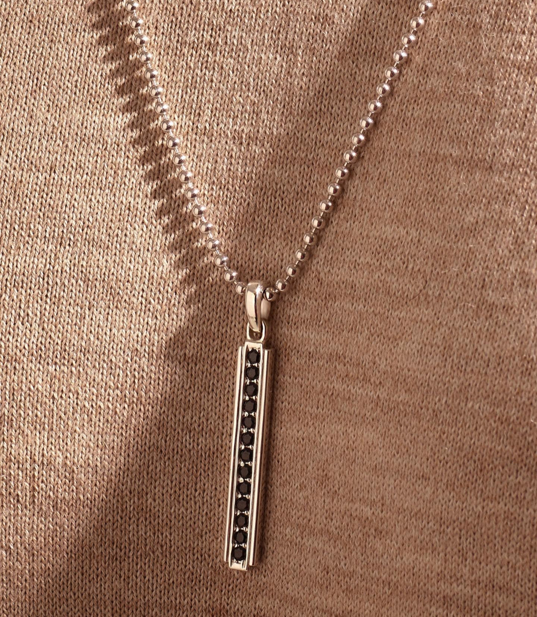 RARE PRINCE by CARAT SUTRA | Unique Designed Line Pendant Studded with Black Zircons | 925 Sterling Silver Pendant | Men's Jewelry | With Certificate of Authenticity and 925 Hallmark - Image 2