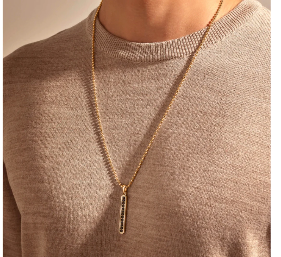 RARE PRINCE by CARAT SUTRA | Unique Designed Line Pendant Studded with Black Zircons | 925 Sterling Silver Pendant | Men's Jewelry | With Certificate of Authenticity and 925 Hallmark - Image 5