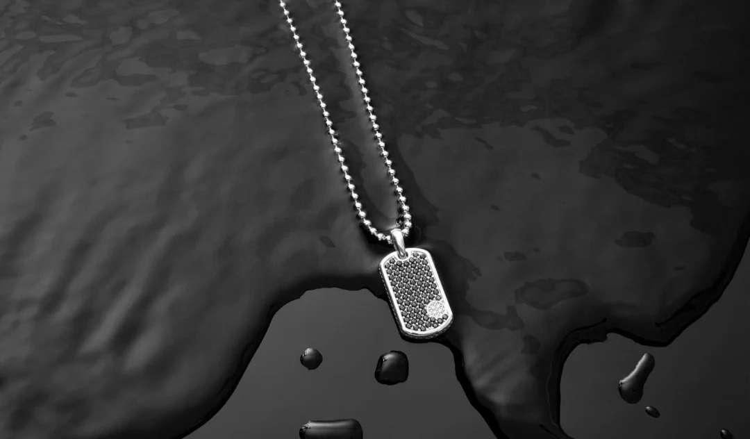 RARE PRINCE by CARAT SUTRA | Unique Designed Paved Tag Pendant Studded with Black Zircons | 22kt Gold Micron Plated 925 Sterling Silver Pendant | Men's Jewelry | With Certificate of Authenticity and 925 Hallmark - Image 5