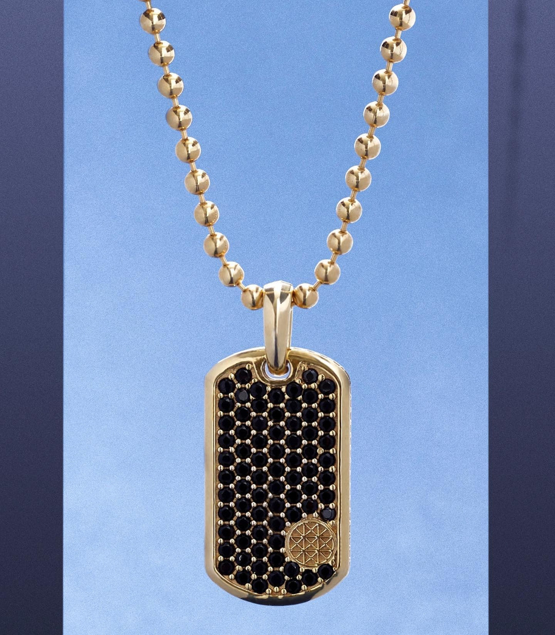 RARE PRINCE by CARAT SUTRA | Unique Designed Paved Tag Pendant Studded with Black Zircons | 22kt Gold Micron Plated 925 Sterling Silver Pendant | Men's Jewelry | With Certificate of Authenticity and 925 Hallmark - Image 9