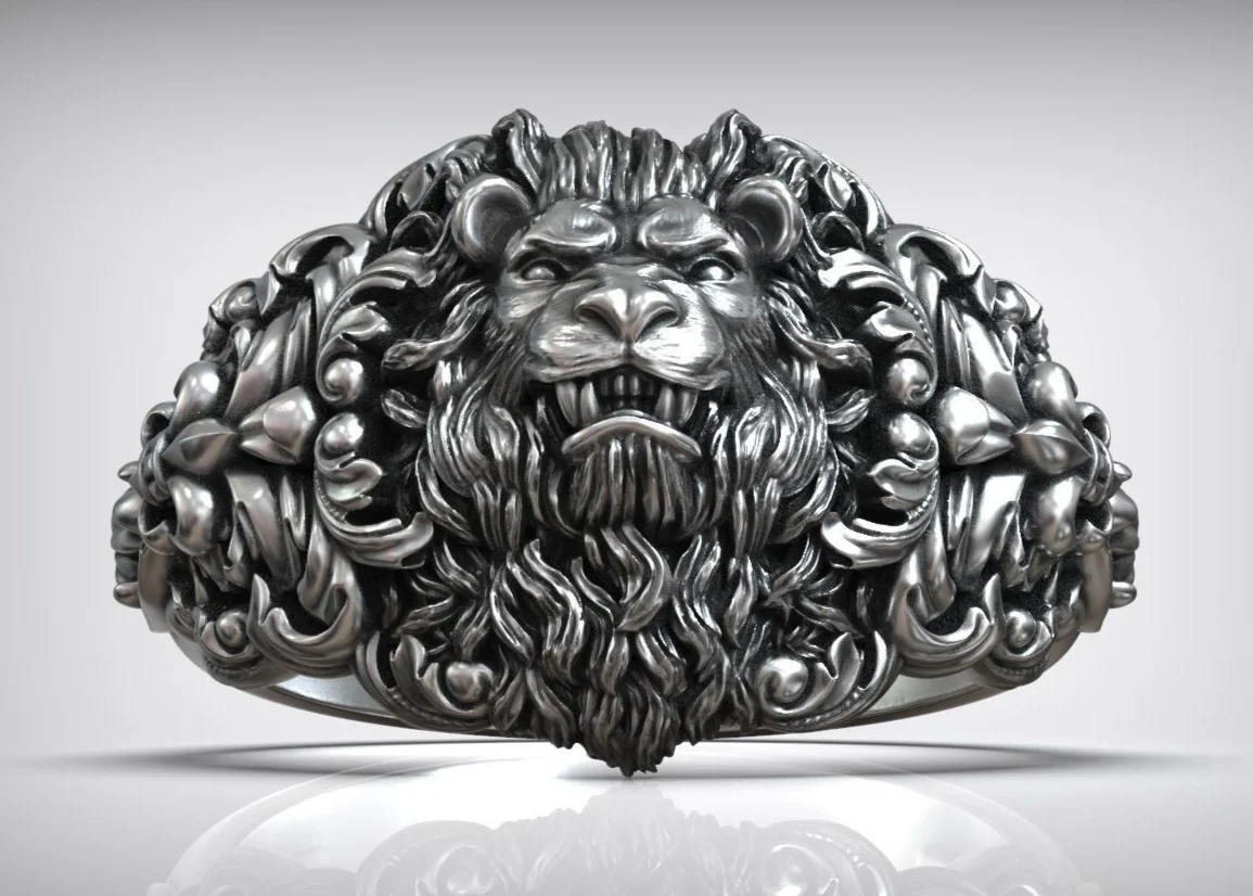 RARE PRINCE by CARAT SUTRA | Unique Designed Lion Head Ring with Royal Fleur De Lis | 925 Sterling Silver Oxidized Ring | Men's Jewelry | With Certificate of Authenticity and 925 Hallmark - Image 2