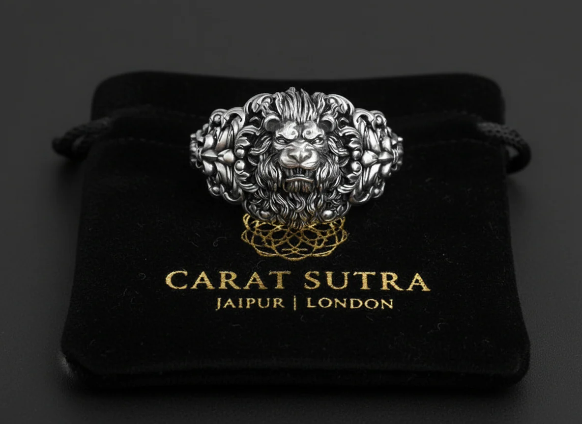 RARE PRINCE by CARAT SUTRA | Unique Designed Lion Head Ring with Royal Fleur De Lis | 925 Sterling Silver Oxidized Ring | Men's Jewelry | With Certificate of Authenticity and 925 Hallmark - Image 3