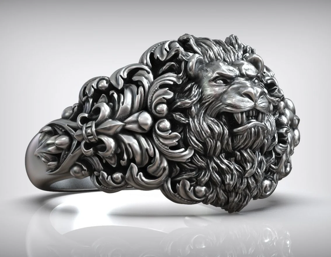 RARE PRINCE by CARAT SUTRA | Unique Designed Lion Head Ring with Royal Fleur De Lis | 925 Sterling Silver Oxidized Ring | Men's Jewelry | With Certificate of Authenticity and 925 Hallmark - Image 4