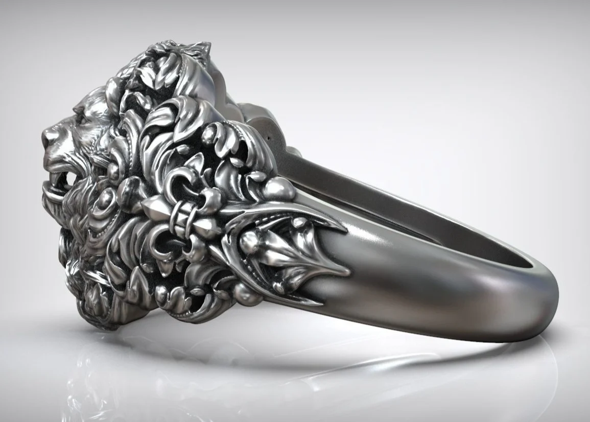 RARE PRINCE by CARAT SUTRA | Unique Designed Lion Head Ring with Royal Fleur De Lis | 925 Sterling Silver Oxidized Ring | Men's Jewelry | With Certificate of Authenticity and 925 Hallmark - Image 5