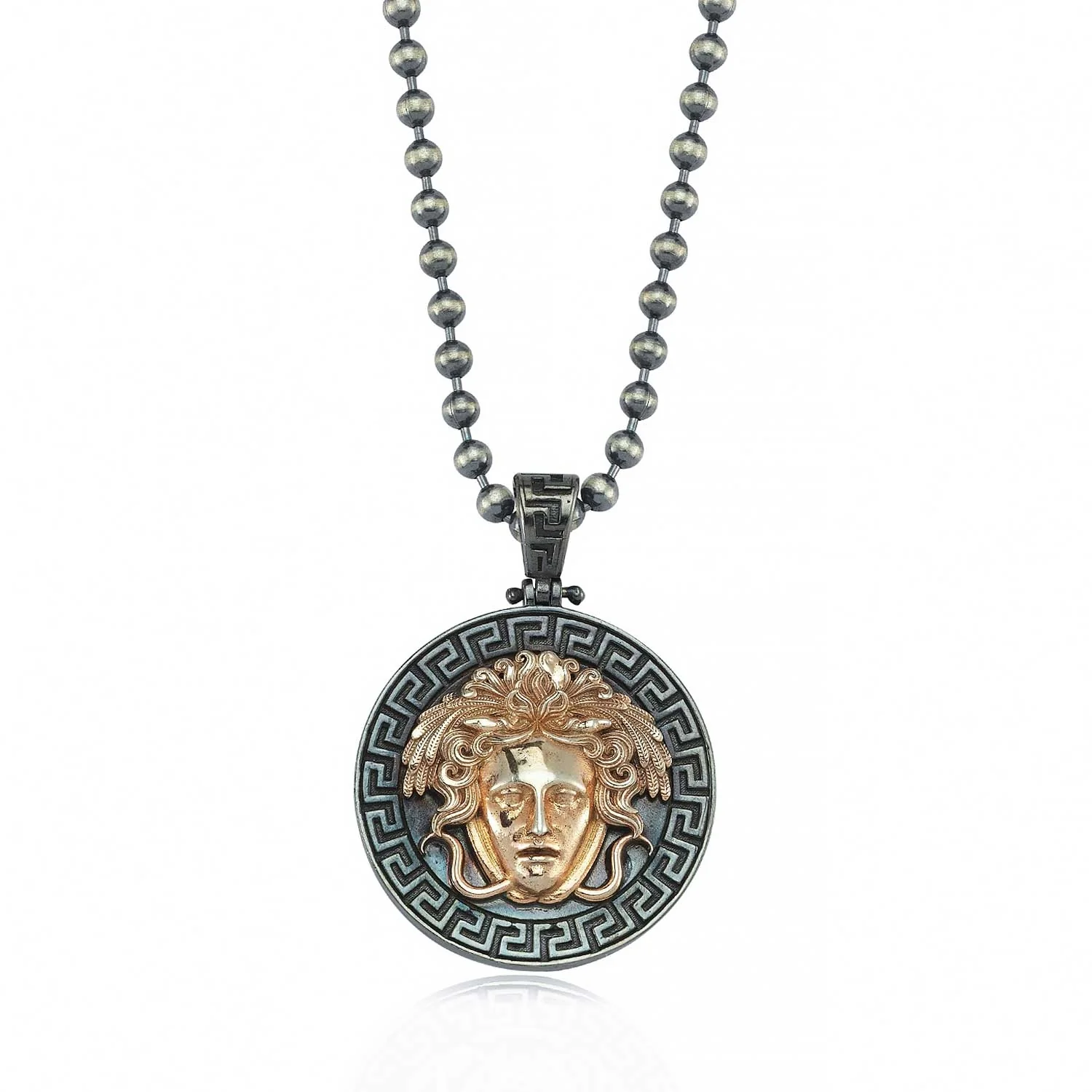 RARE PRINCE by CARAT SUTRA | Unique Designed Medusa/ Versace Pendant | 925 Sterling Silver Rosegold Plated Oxidized Pendant | Men's Jewelry | With Certificate of Authenticity and 925 Hallmark - Image 4