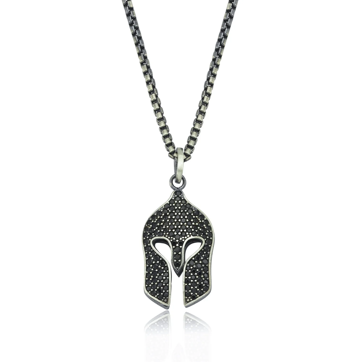 RARE PRINCE by CARAT SUTRA | Unique Designed Roman Helmet Pendant Studded with Black Zircons for Men | 925 Sterling Silver Oxidized Pendant | Men's Jewelry | With Certificate of Authenticity and 925 Hallmark - Image 4