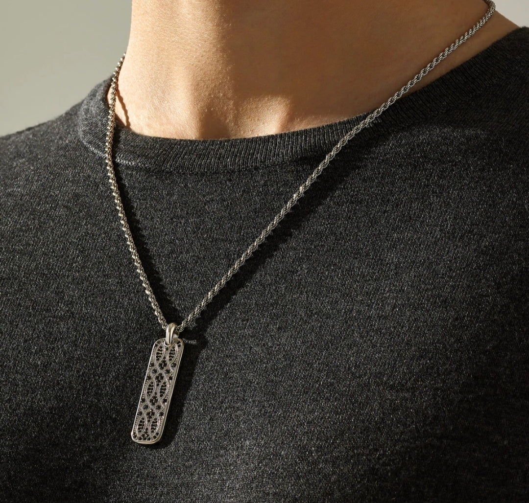 RARE PRINCE by CARAT SUTRA | Unique Designed Eternity Pendant Studded with Blue Cubic Zirconia for Men | 925 Sterling Silver Oxidized Pendant | Men's Jewelry | With Certificate of Authenticity and 925 Hallmark - Image 5