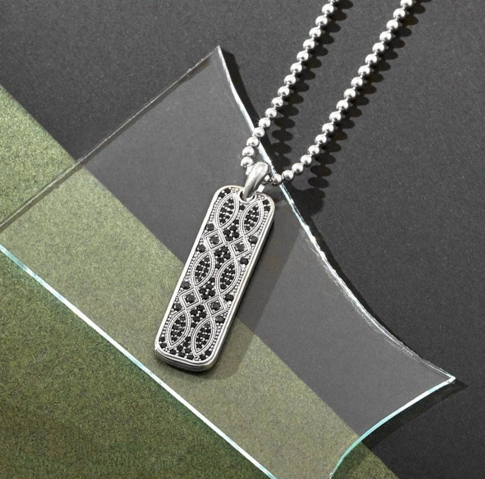 RARE PRINCE by CARAT SUTRA | Unique Designed Eternity Pendant Studded with Blue Cubic Zirconia for Men | 925 Sterling Silver Oxidized Pendant | Men's Jewelry | With Certificate of Authenticity and 925 Hallmark - Image 6
