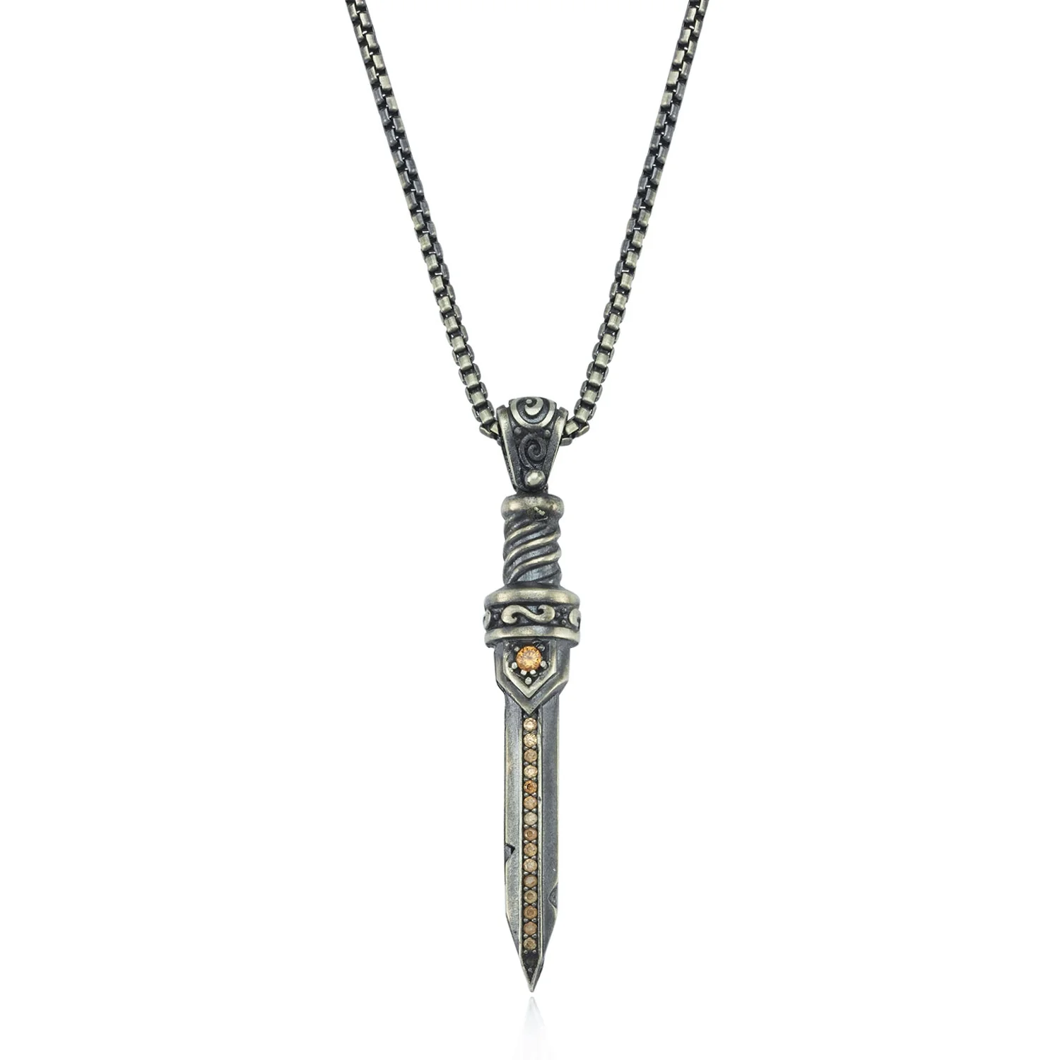 RARE PRINCE by CARAT SUTRA | Unique Designed Sword Pendant Studded with Cubic Zircons for Men | 925 Sterling Silver Oxidized Pendant | Men's Jewelry | With Certificate of Authenticity and 925 Hallmark - Image 5
