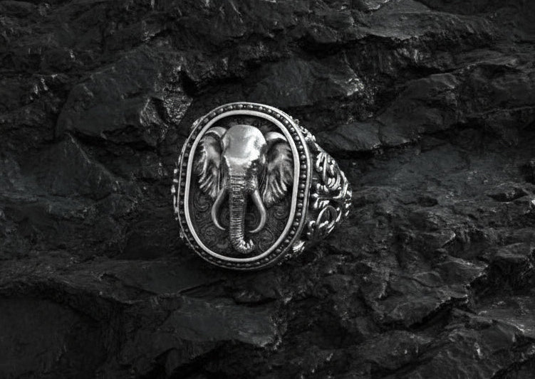RARE PRINCE by CARAT SUTRA | Antique Designed Elephant Ring | 925 Sterling Silver Oxidized Ring | Men's Jewelry | With Certificate of Authenticity and 925 Hallmark - Image 2
