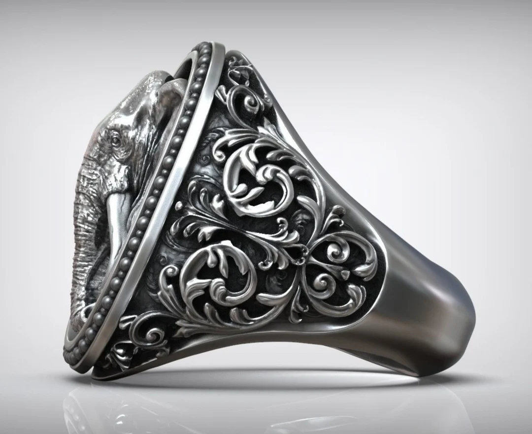 RARE PRINCE by CARAT SUTRA | Antique Designed Elephant Ring | 925 Sterling Silver Oxidized Ring | Men's Jewelry | With Certificate of Authenticity and 925 Hallmark - Image 6