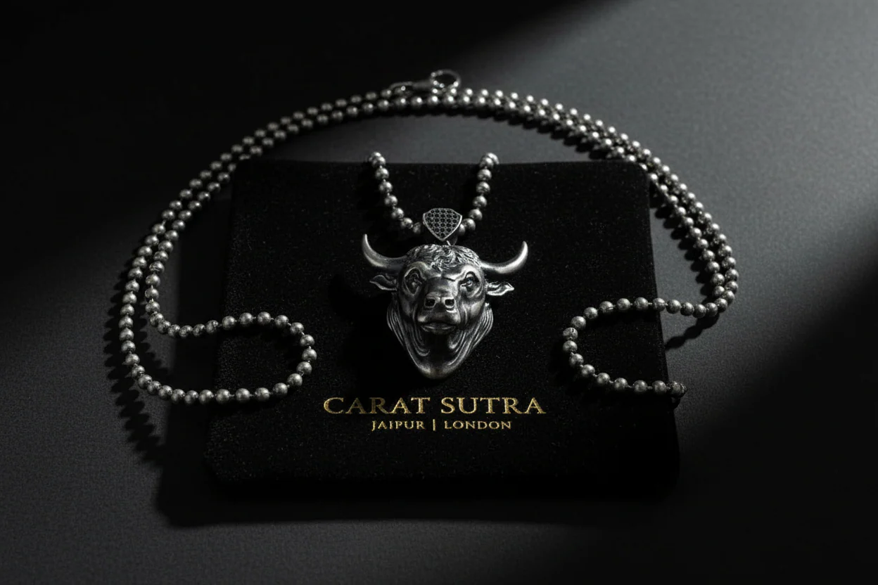 RARE PRINCE by CARAT SUTRA | Unique Designed Angry Bull Head Pendant for Taurus Zodiac for Men | 925 Sterling Silver Oxidized Pendant | Men's Jewelry | With Certificate of Authenticity and 925 Hallmark - Image 2