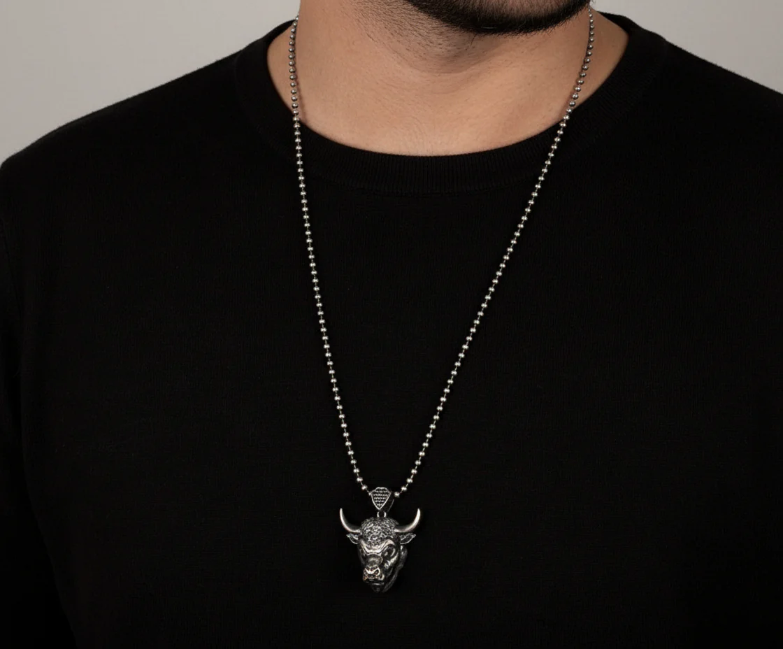 RARE PRINCE by CARAT SUTRA | Unique Designed Angry Bull Head Pendant for Taurus Zodiac for Men | 925 Sterling Silver Oxidized Pendant | Men's Jewelry | With Certificate of Authenticity and 925 Hallmark - Image 3