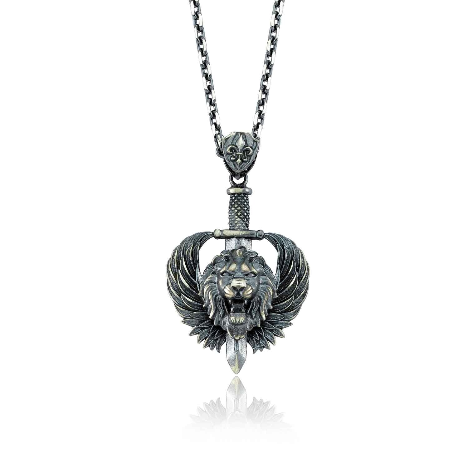 RARE PRINCE by CARAT SUTRA | Unique Designed Lion with Feathers & Sword Pendant for Men | 925 Sterling Silver Oxidized Pendant | Men's Jewelry | With Certificate of Authenticity and 925 Hallmark - Image 6
