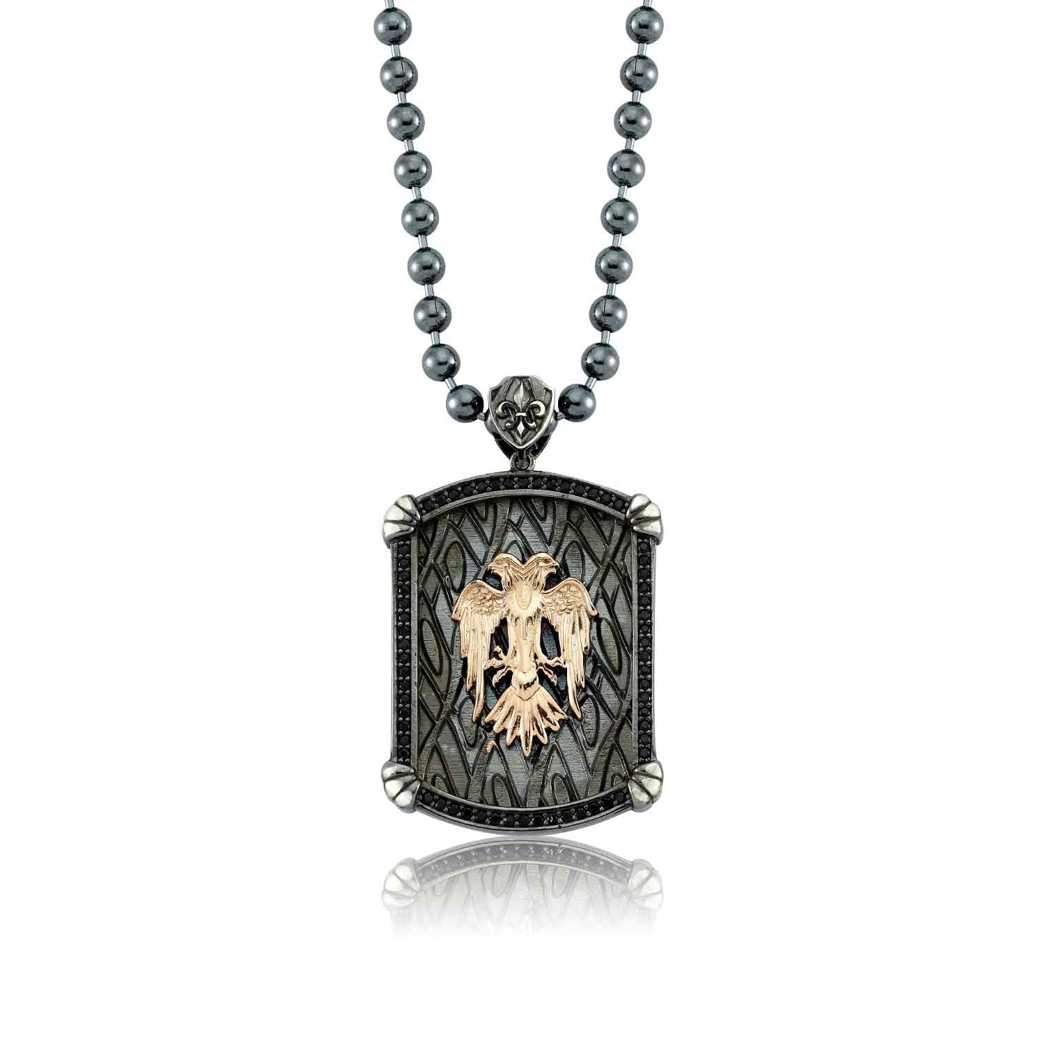 RARE PRINCE by CARAT SUTRA | Unique Designed Eagle Pendant for Men | 925 Sterling Silver Rosegold Plated Oxidized Pendant | Men's Jewelry | With Certificate of Authenticity and 925 Hallmark