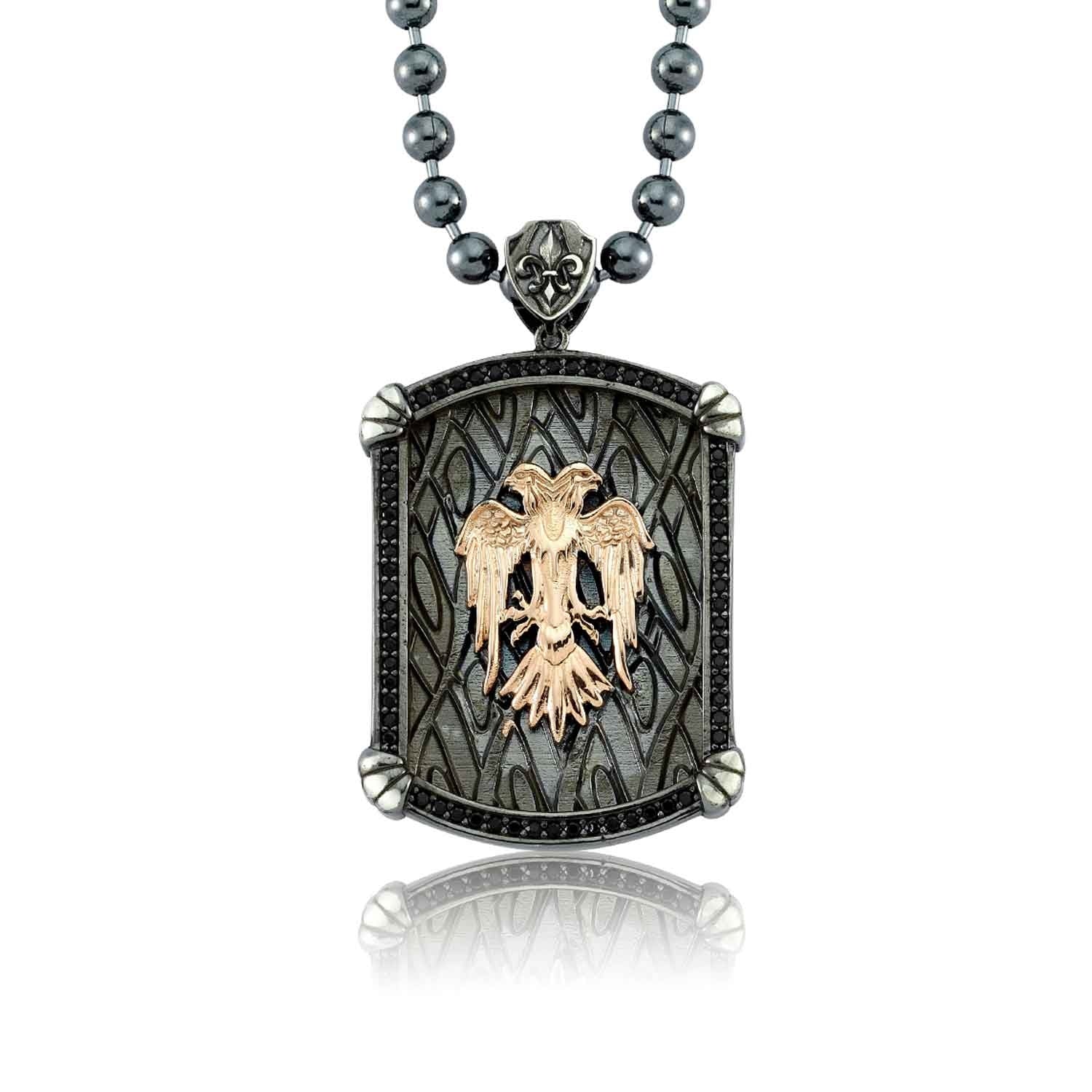 RARE PRINCE by CARAT SUTRA | Unique Designed Eagle Pendant for Men | 925 Sterling Silver Rosegold Plated Oxidized Pendant | Men's Jewelry | With Certificate of Authenticity and 925 Hallmark - Image 4