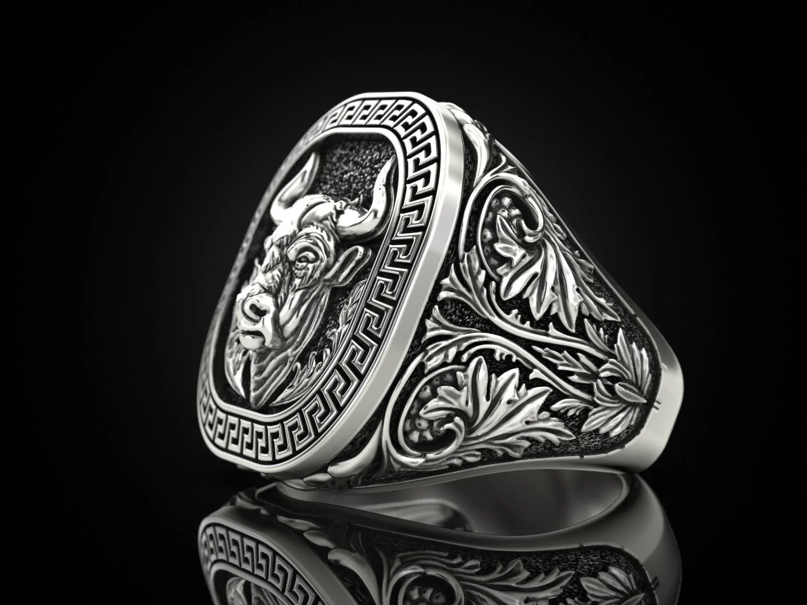 RARE PRINCE by CARAT SUTRA | Unique Taurus Zodiac Designed Bull Ring | 925 Sterling Silver Oxidized Ring | Men's Jewelry | With Certificate of Authenticity and 925 Hallmark - Image 6