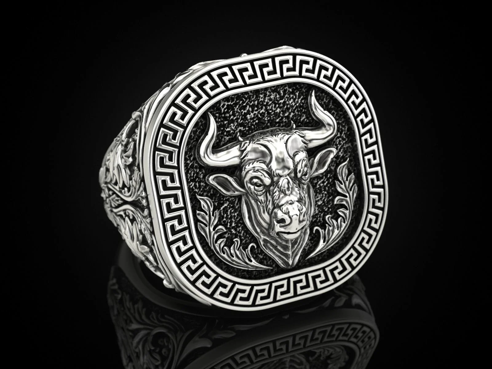 RARE PRINCE by CARAT SUTRA | Unique Taurus Zodiac Designed Bull Ring | 925 Sterling Silver Oxidized Ring | Men's Jewelry | With Certificate of Authenticity and 925 Hallmark - Image 8