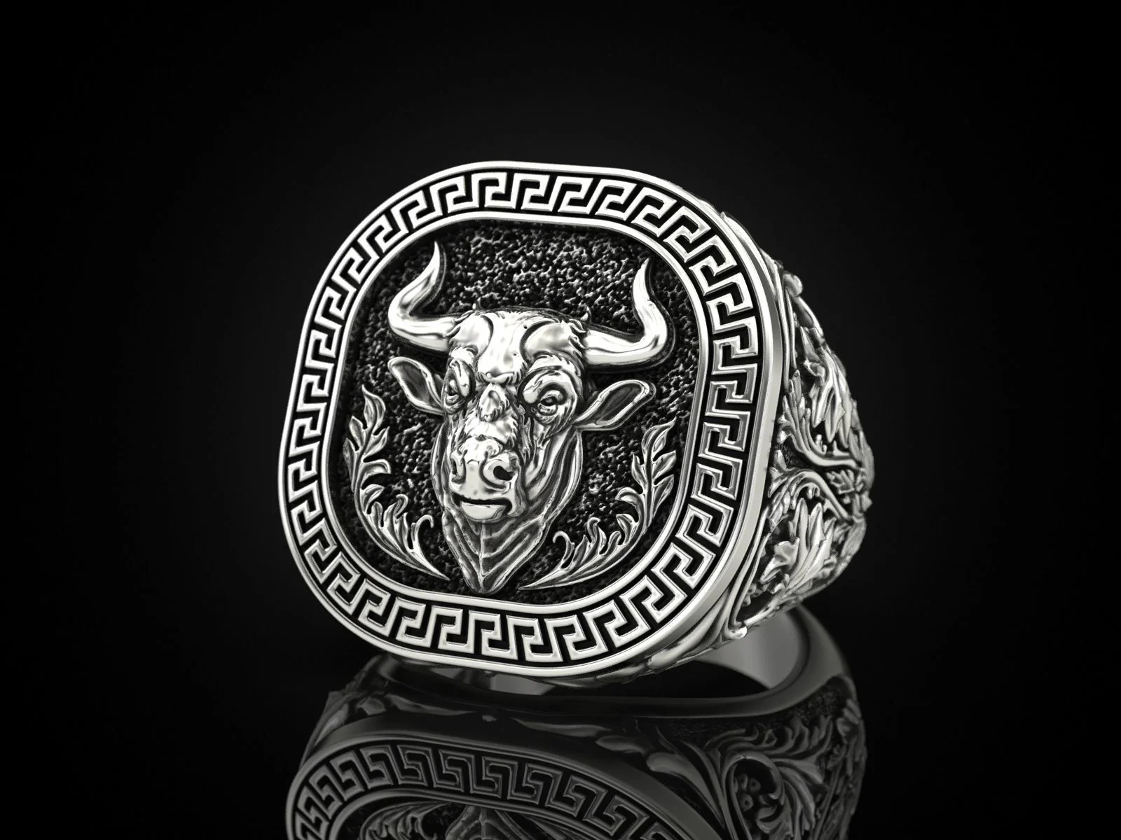 RARE PRINCE by CARAT SUTRA | Unique Taurus Zodiac Designed Bull Ring | 925 Sterling Silver Oxidized Ring | Men's Jewelry | With Certificate of Authenticity and 925 Hallmark - Image 9