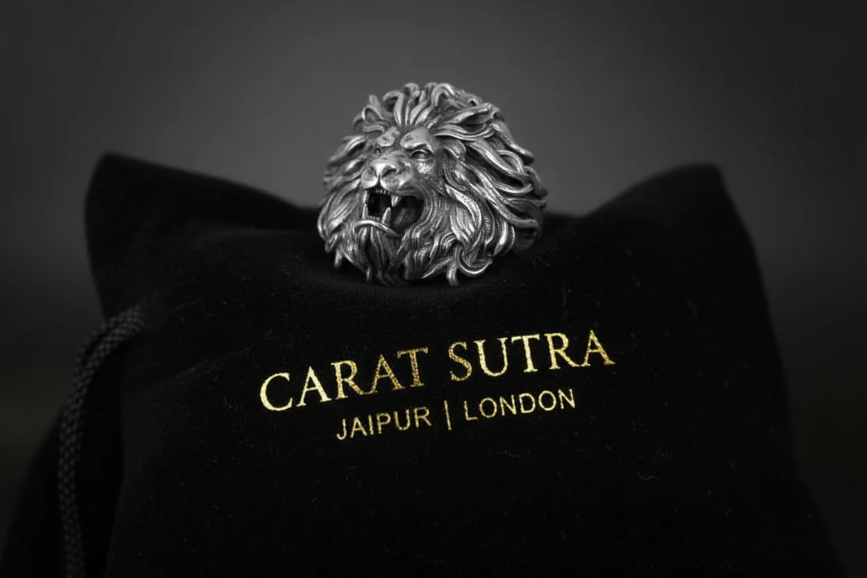 RARE PRINCE by CARAT SUTRA | Unique Designed Ferocious Lion Ring | 925 Sterling Silver Oxidized Ring | Men's Jewelry | With Certificate of Authenticity and 925 Hallmark - Image 2