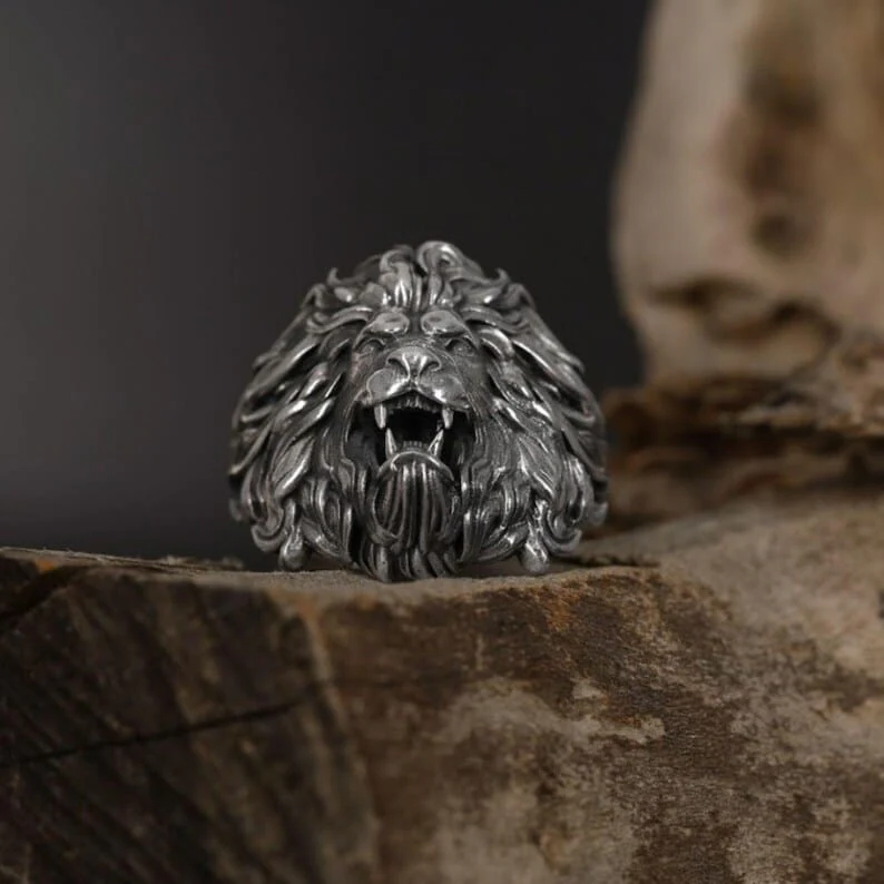RARE PRINCE by CARAT SUTRA | Unique Designed Ferocious Lion Ring | 925 Sterling Silver Oxidized Ring | Men's Jewelry | With Certificate of Authenticity and 925 Hallmark - Image 6
