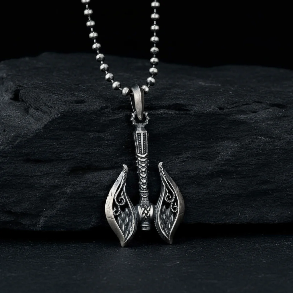 RARE PRINCE by CARAT SUTRA | Unique Viking War Axe Designed Pendant for Men | 925 Sterling Silver Oxidized Pendant | Men's Jewelry | With Certificate of Authenticity and 925 Hallmark