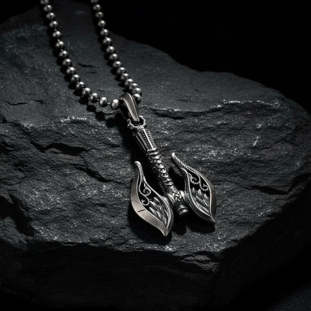 RARE PRINCE by CARAT SUTRA | Unique Viking War Axe Designed Pendant for Men | 925 Sterling Silver Oxidized Pendant | Men's Jewelry | With Certificate of Authenticity and 925 Hallmark - Image 2
