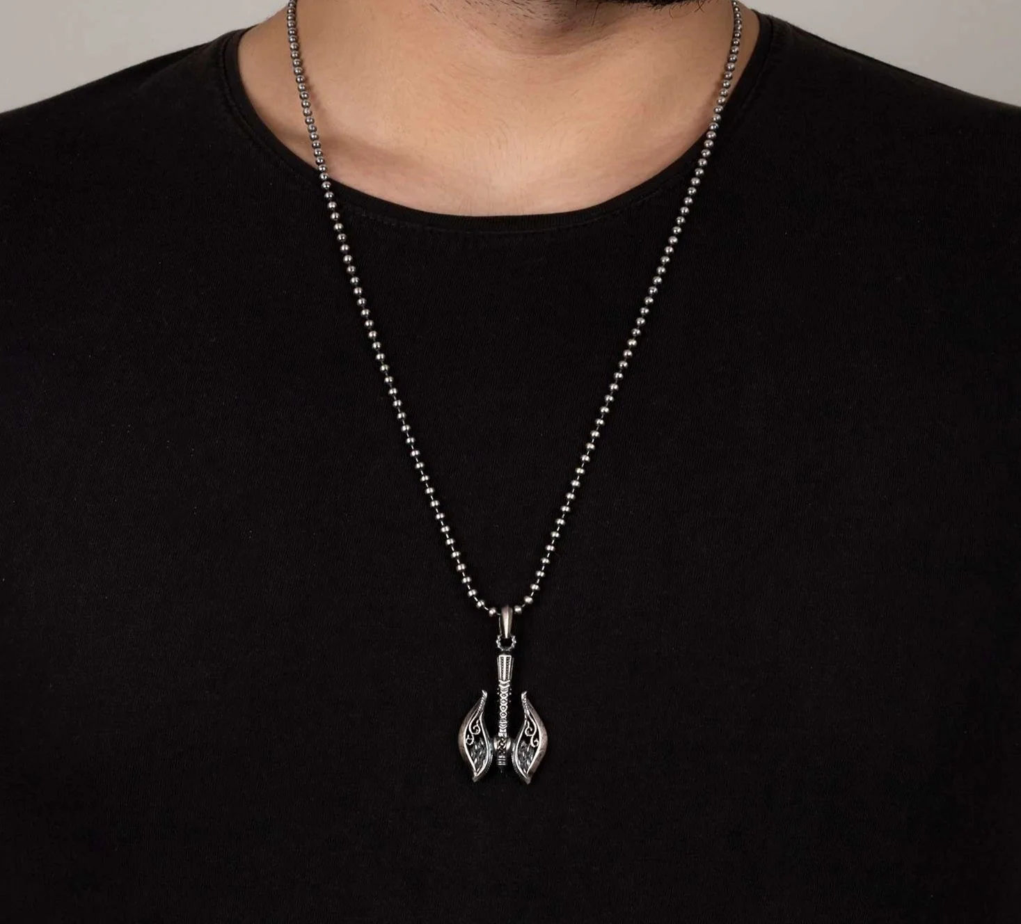 RARE PRINCE by CARAT SUTRA | Unique Viking War Axe Designed Pendant for Men | 925 Sterling Silver Oxidized Pendant | Men's Jewelry | With Certificate of Authenticity and 925 Hallmark - Image 3