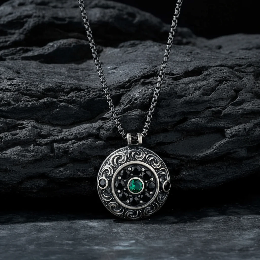 RARE PRINCE by CARAT SUTRA | Unique Designed Evil Eye Pendant for Men | 925 Sterling Silver Oxidized Pendant | Men's Jewelry | With Certificate of Authenticity and 925 Hallmark