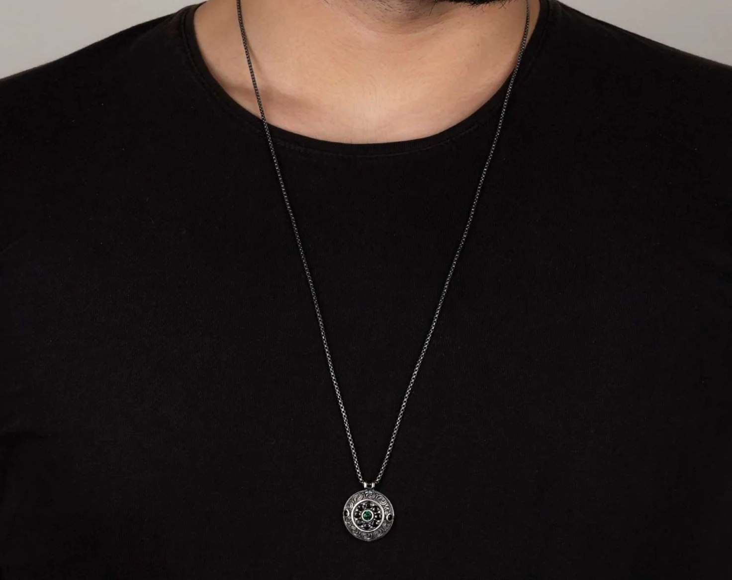 RARE PRINCE by CARAT SUTRA | Unique Designed Evil Eye Pendant for Men | 925 Sterling Silver Oxidized Pendant | Men's Jewelry | With Certificate of Authenticity and 925 Hallmark - Image 2